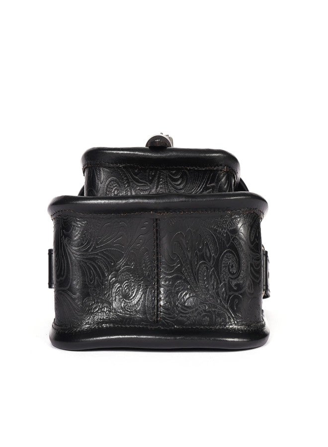 Celtic Premium Export Quality Embossed Leather Crossbody Bag with Buckle Pocket & Adjustable Strap - Image 4